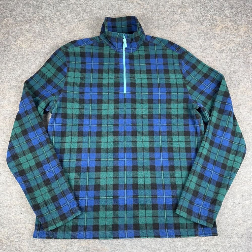 Chubbies 1/4 Zip Fleeve Pullover Tartan Plaid Blue Green Mens Medium M